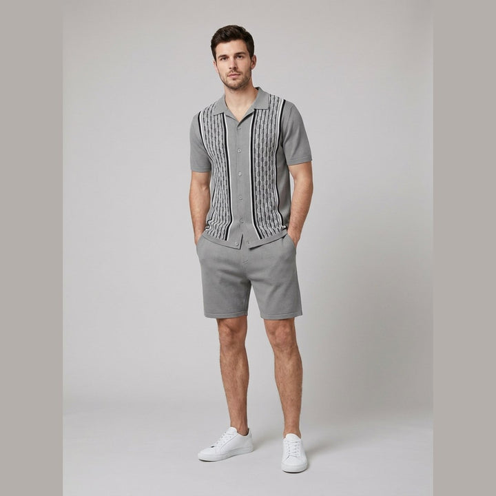 Tango knit polo set gray on model