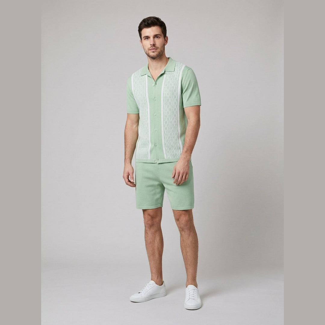 Tango knit polo set light green on model