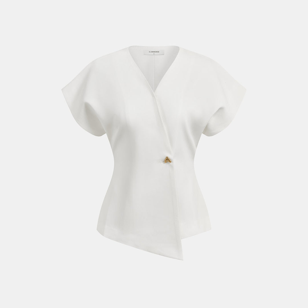 Tara V-neck peplum top flat lay