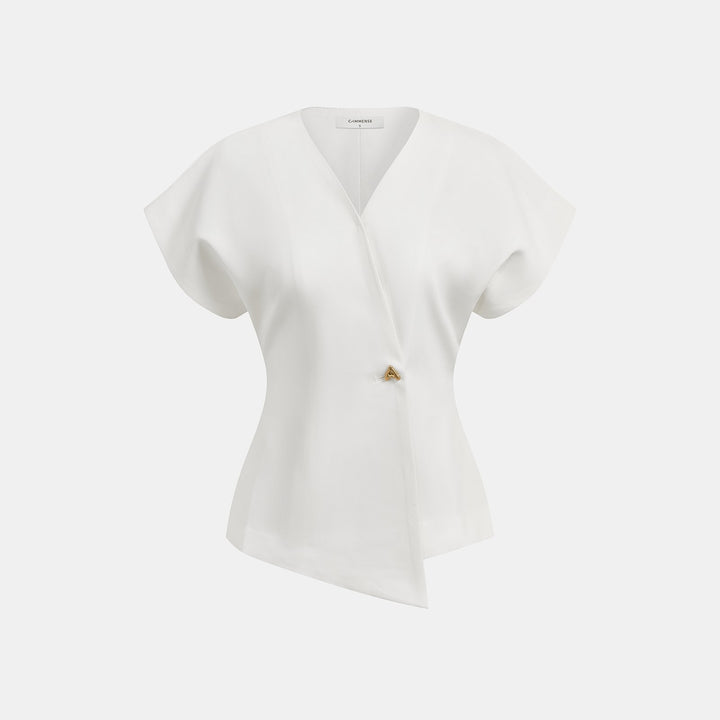 Tara V-neck peplum top flat lay