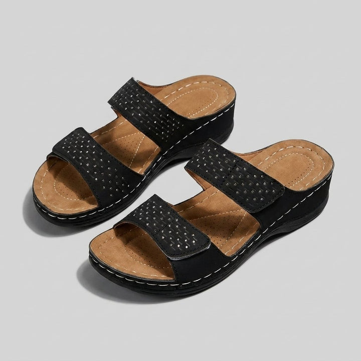 Theodora black orthopedic sandals