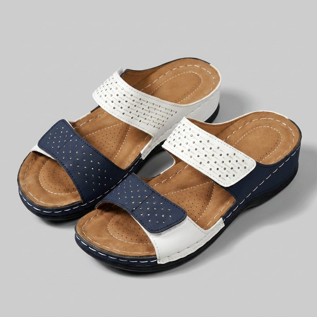Theodora blue white orthopedic sandals