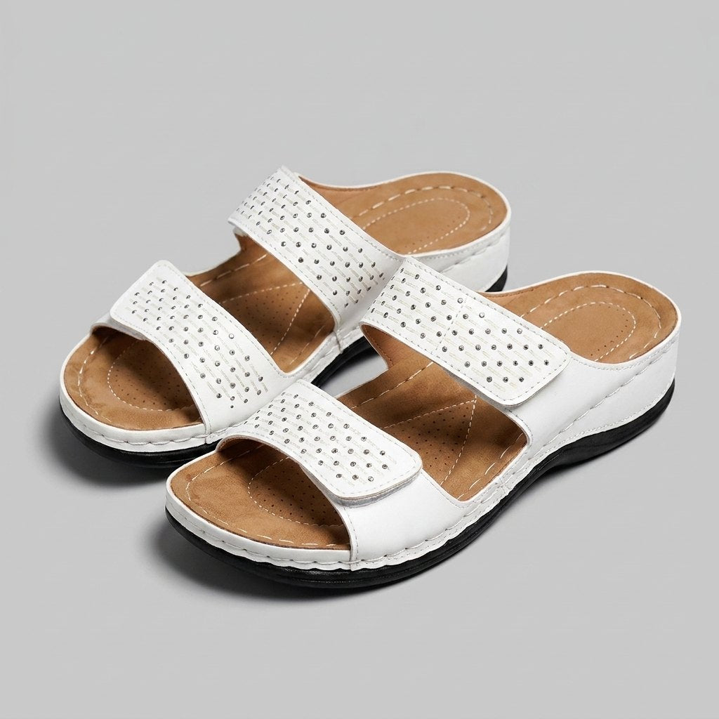 Theodora white orthopedic sandals
