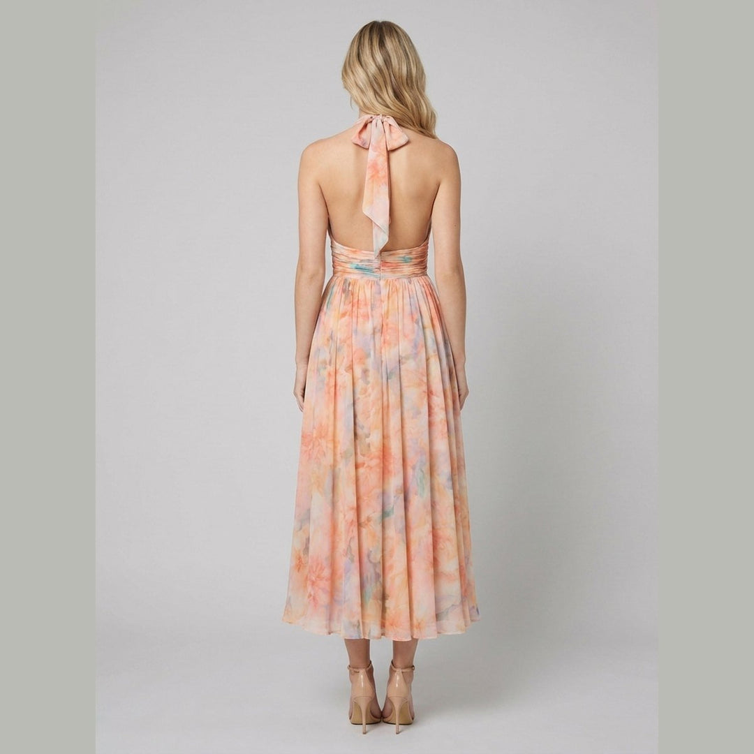 Thirza floral halter midi dress back