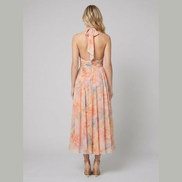 Thirza floral halter midi dress back
