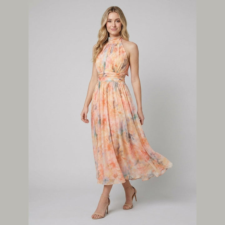Thirza floral halter midi dress side