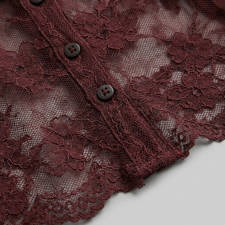 Tiana burgundy floral lace fabric detail