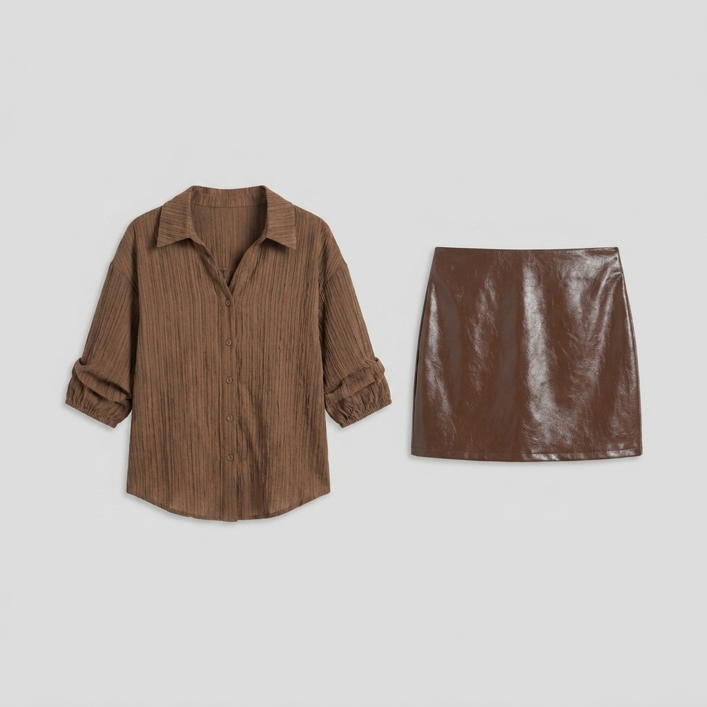 Tina blouse and mini skirt set product flat-lay
