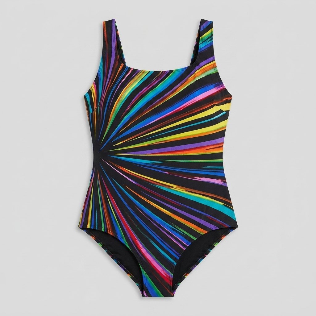 Black striped beach cover-up, front view