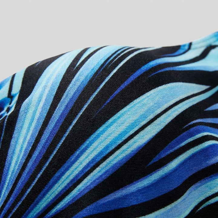 Striped stretch fabric of the beach cover-up, close-up