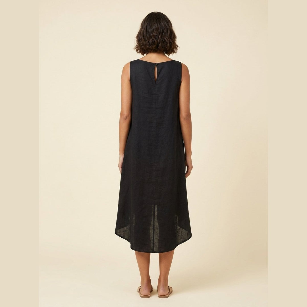 Toscana black linen dress back