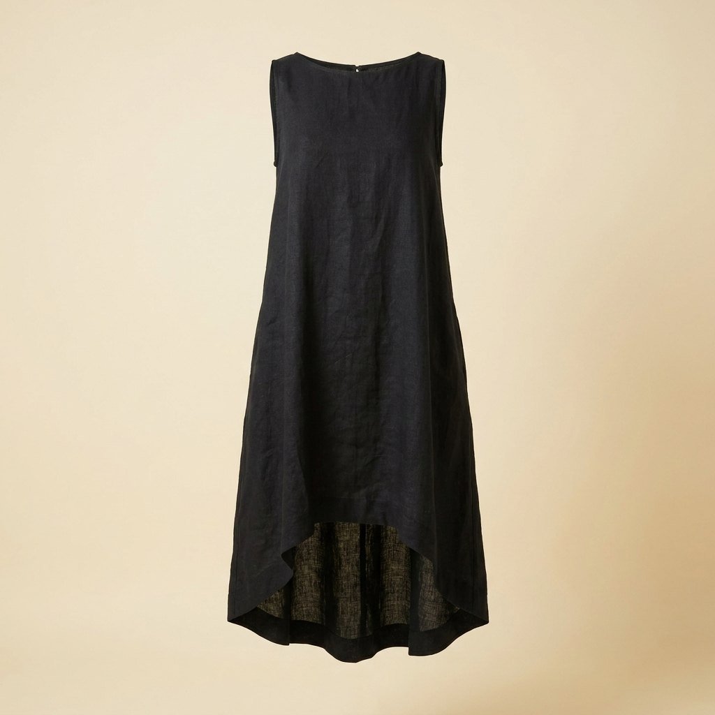 Toscana black linen dress flat lay