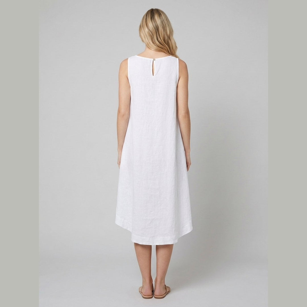 Toscana white linen dress back