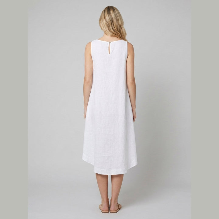 Toscana white linen dress back