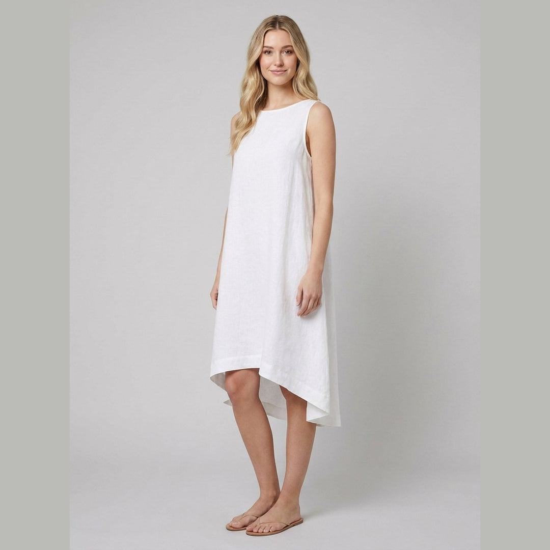 Toscana white linen dress side