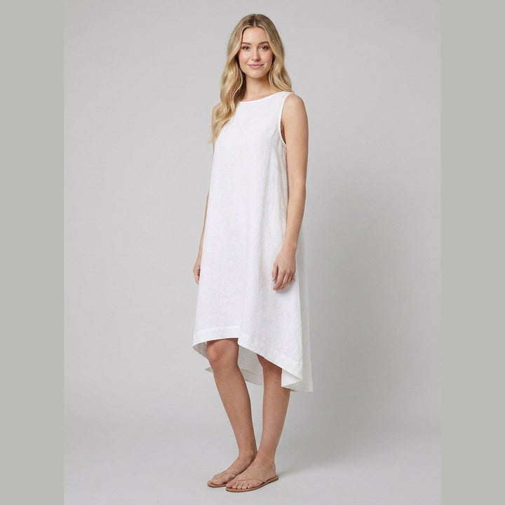 Toscana white linen dress side