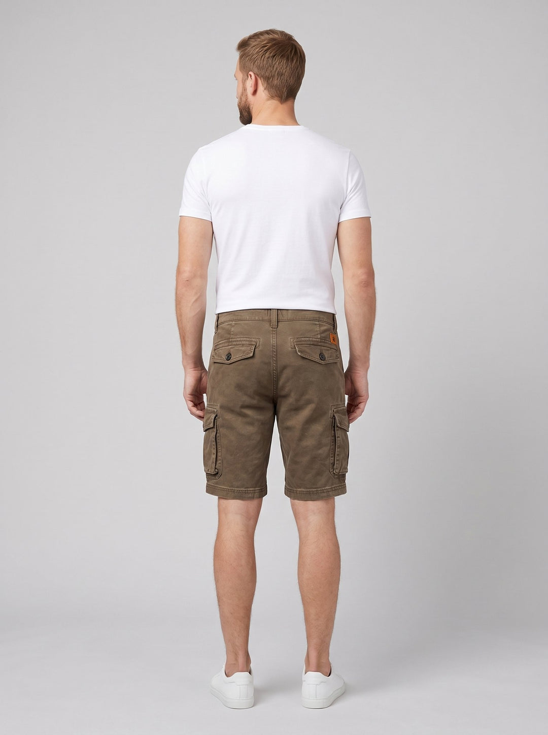 Trailmark cargo shorts brown back on model