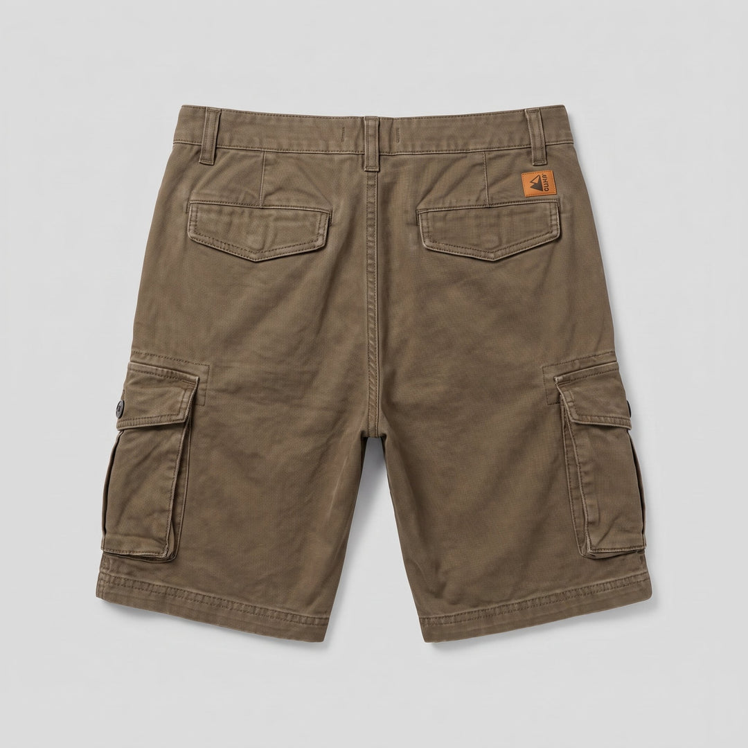 Trailmark cargo shorts brown flat lay