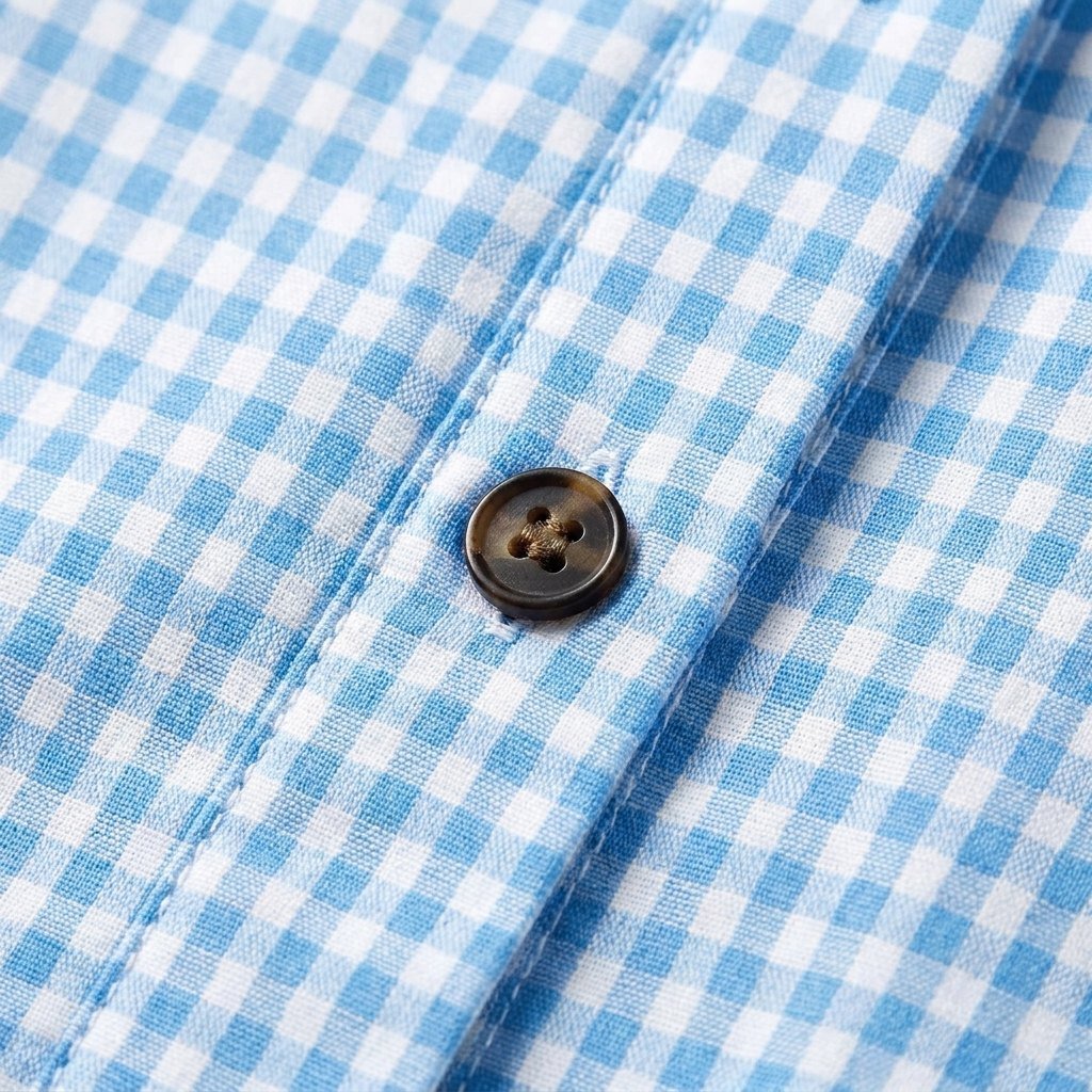 Tula blue gingham fabric detail