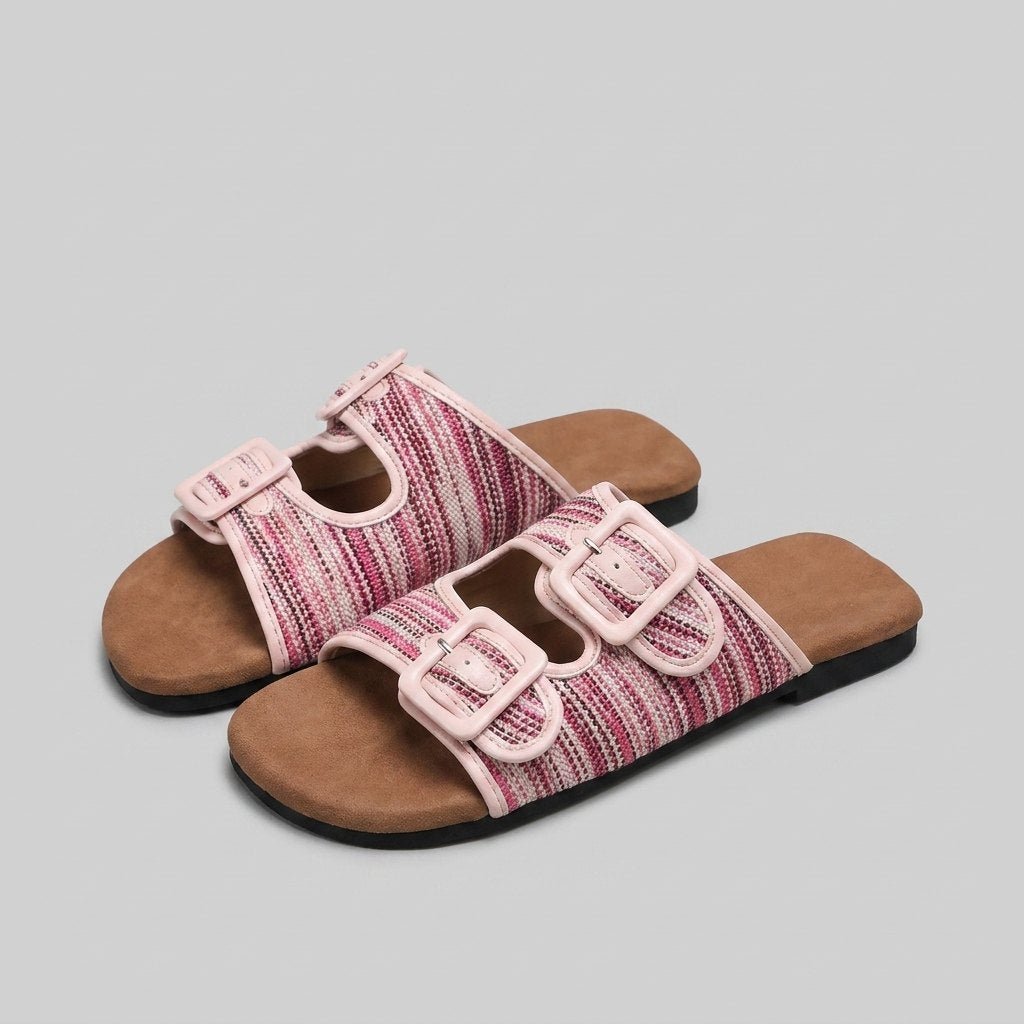 Tula woven slide sandals pink pair