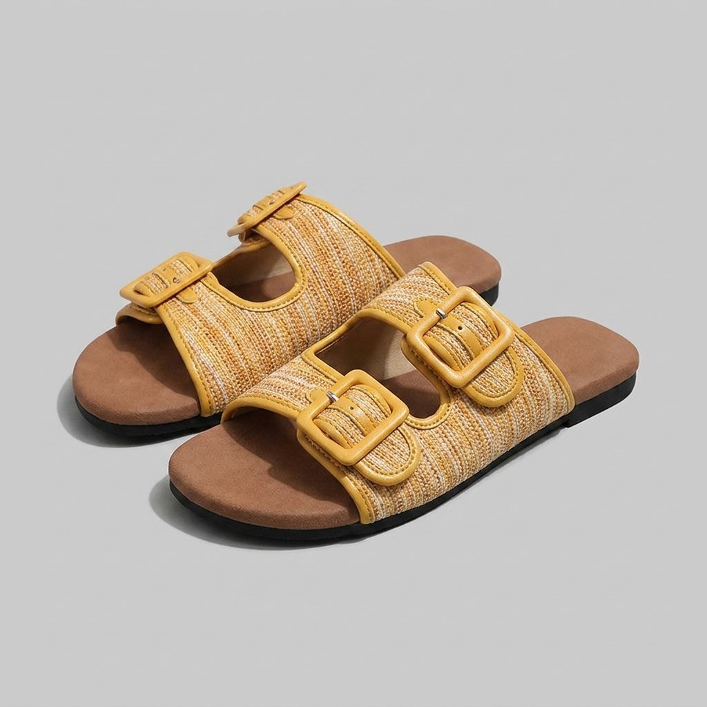 Tula woven slide sandals yellow pair