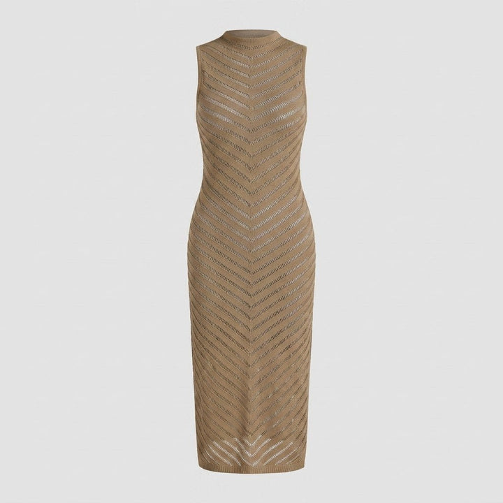 Tulum open-knit cover-up dress camel