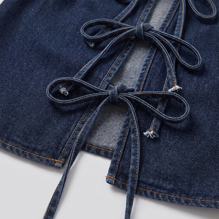 Valeria Denim Ensemble denim fabric close up
