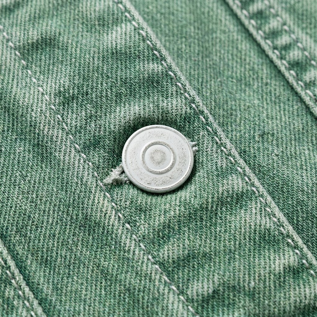 Vera green denim fabric detail