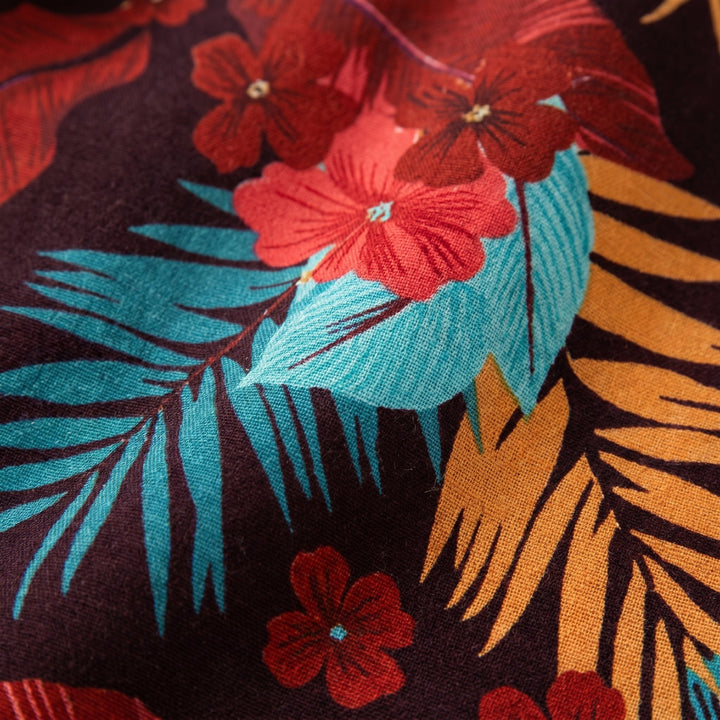 Vera floral maxi dress tropical print fabric detail