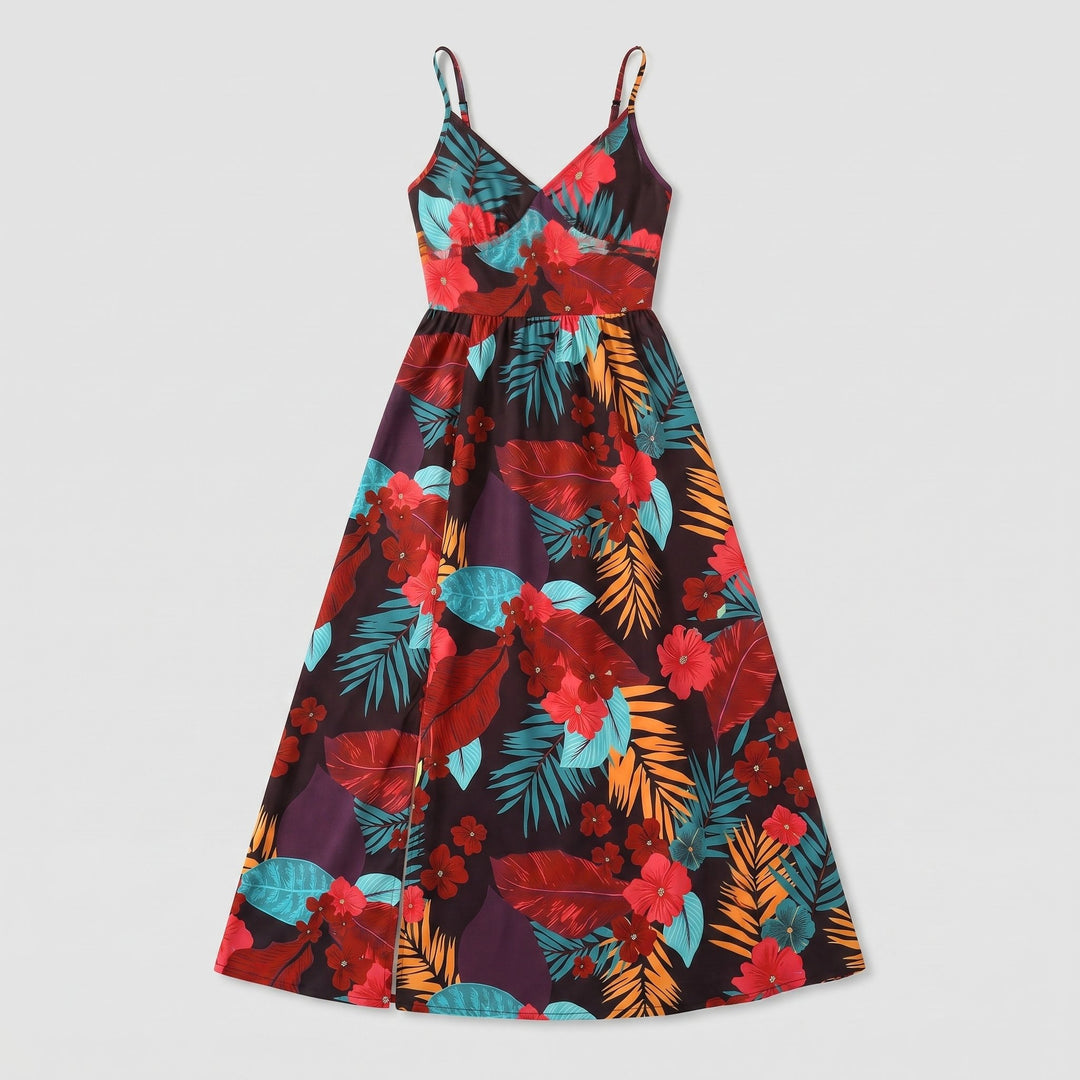 Vera floral maxi dress FireBrick product flat lay