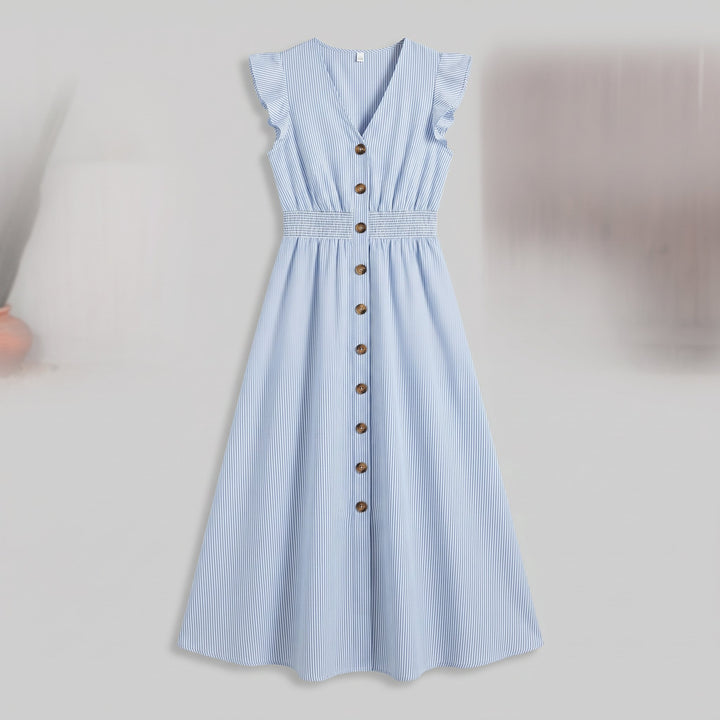 Vera striped midi dress blue product flat lay
