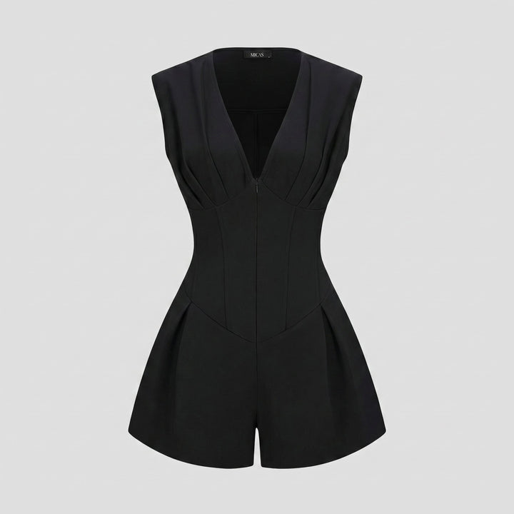 Vera ruched romper black product flat lay