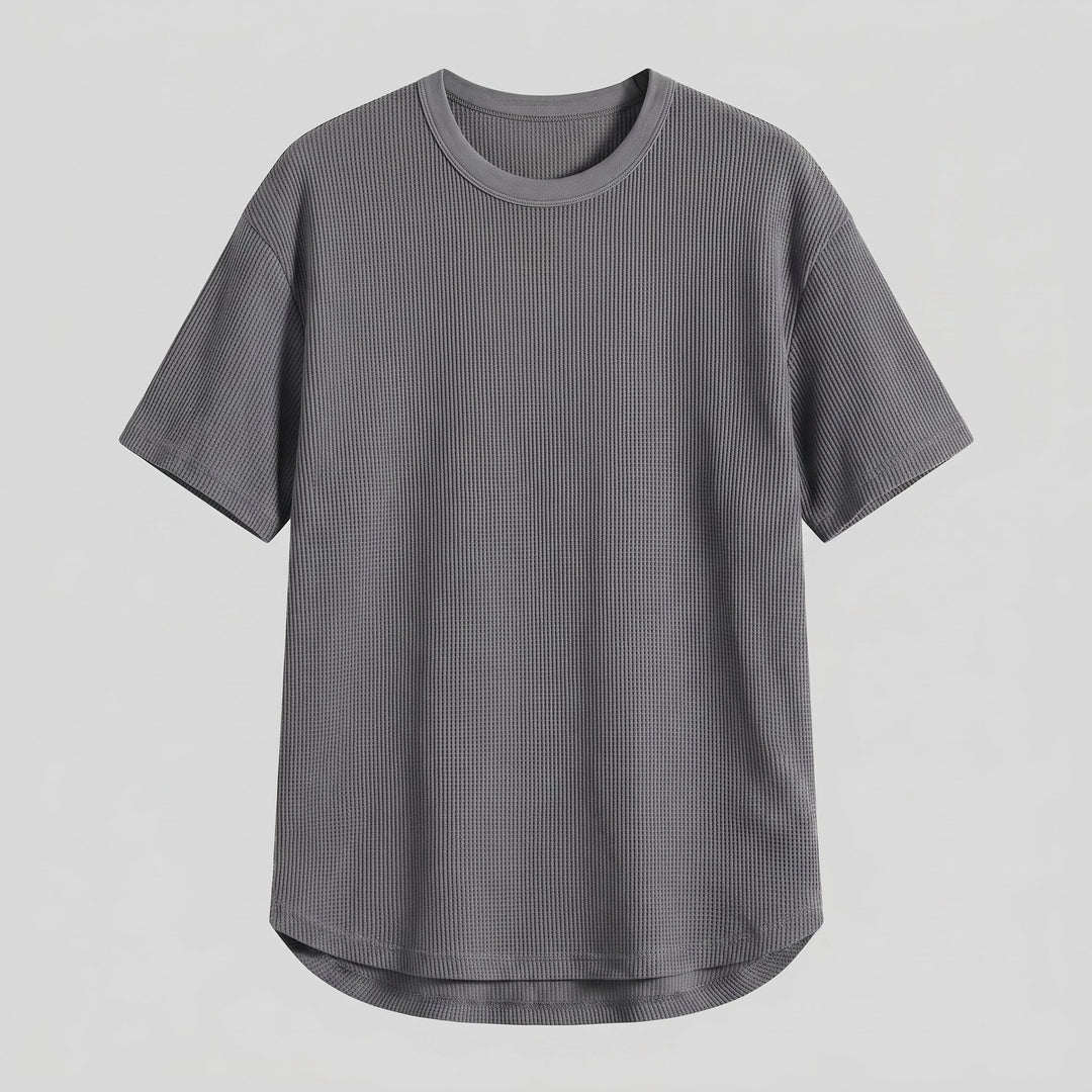 Vero mens waffle knit t-shirt gray product flat lay