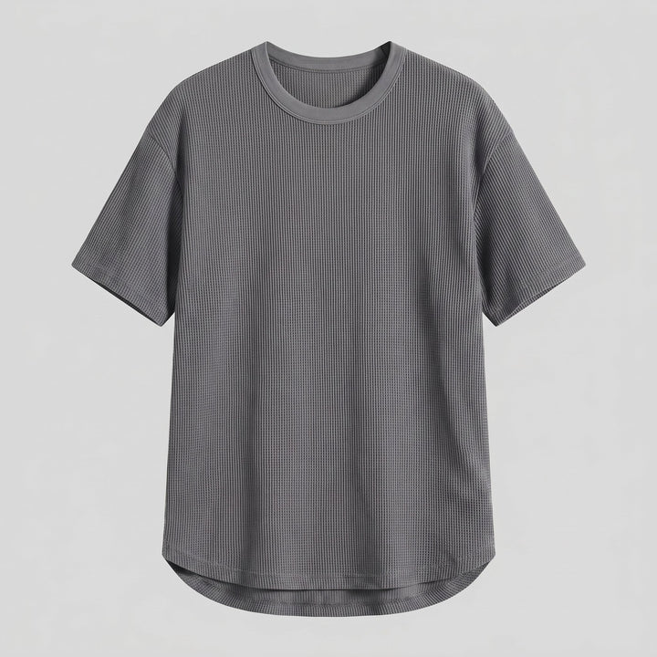 Vero mens waffle knit t-shirt gray product flat lay