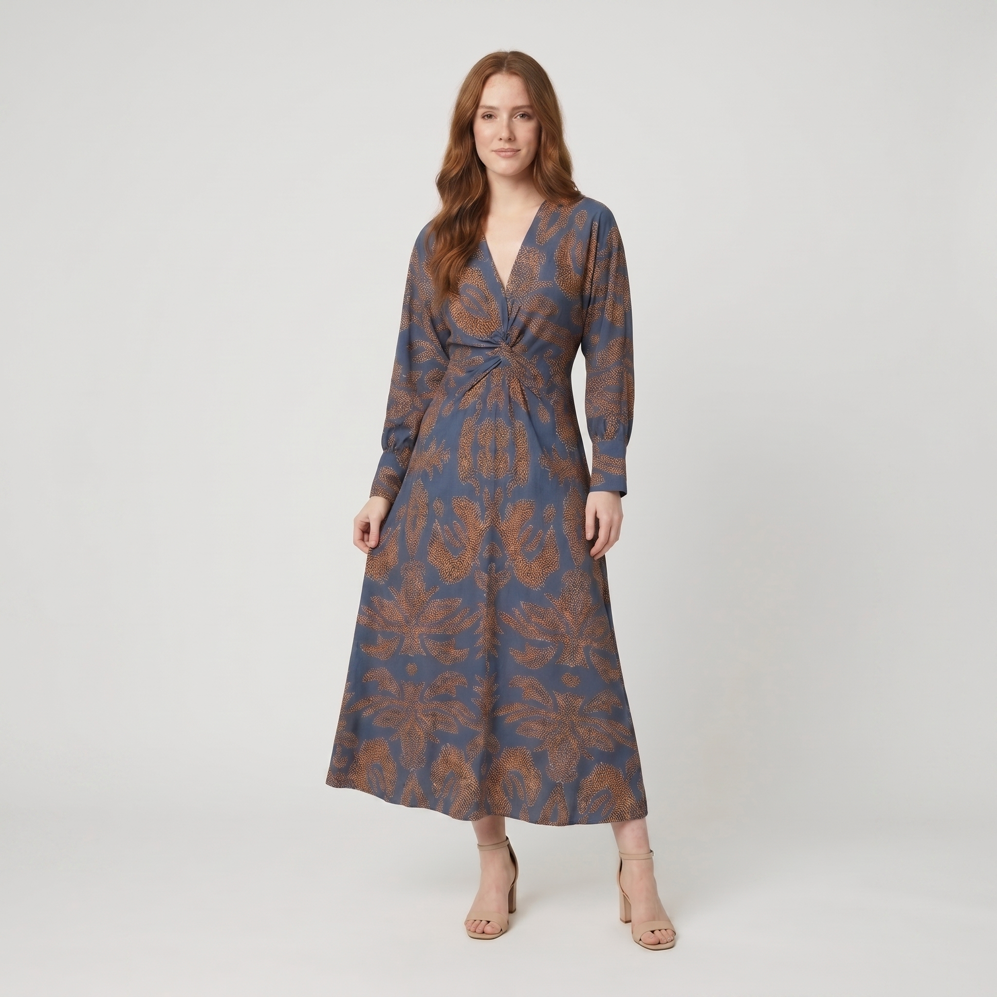Violet wedding guest A-line maxi dress blue
