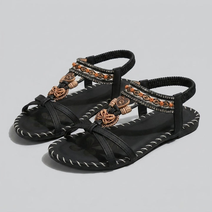 Vittoria Ibiza boho sandals black - front