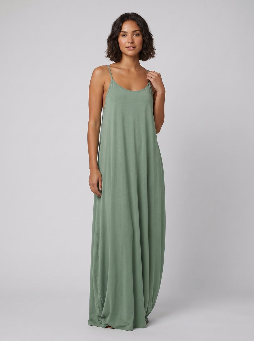 Wanda cami dress green on model