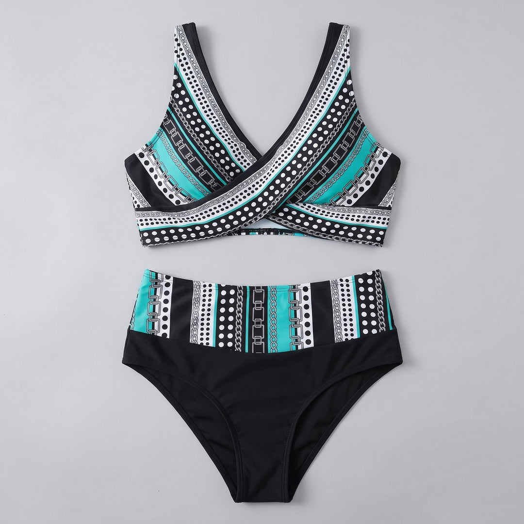 Wavy bikini set blue tribal