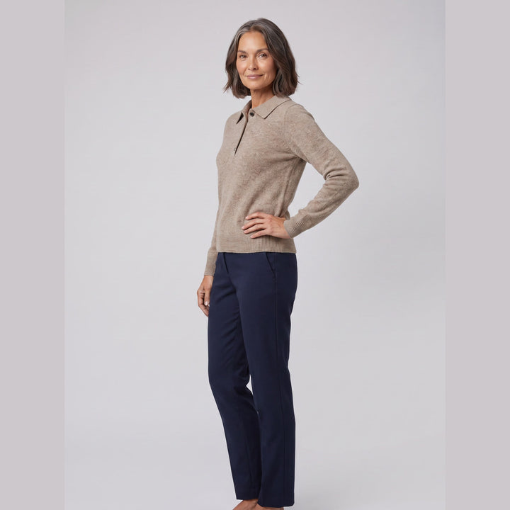 West polo sweater beige on model