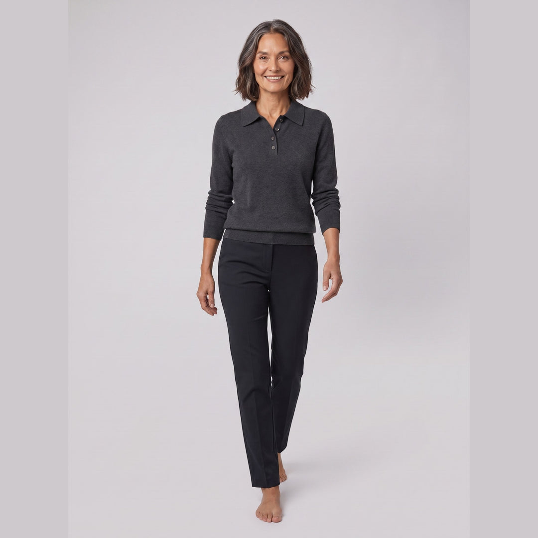 West polo sweater dark gray on model