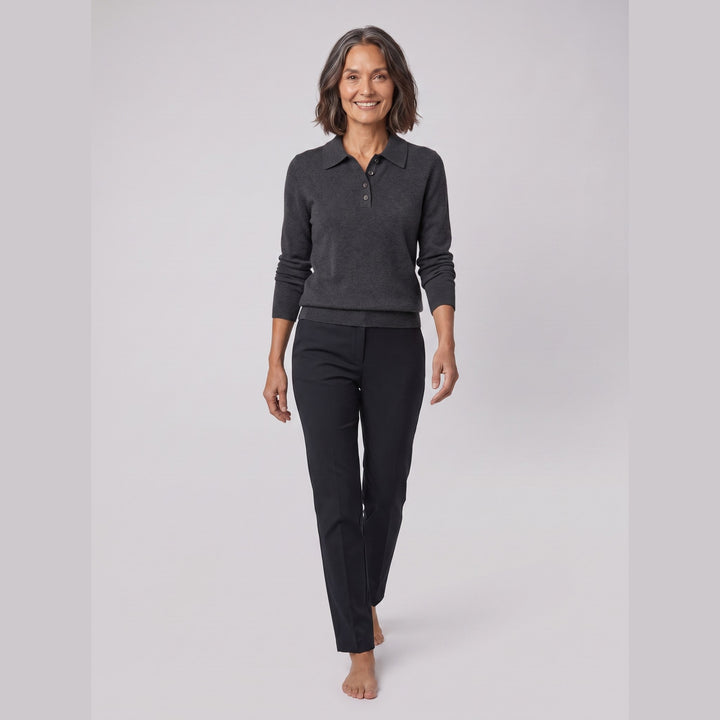 West polo sweater dark gray on model