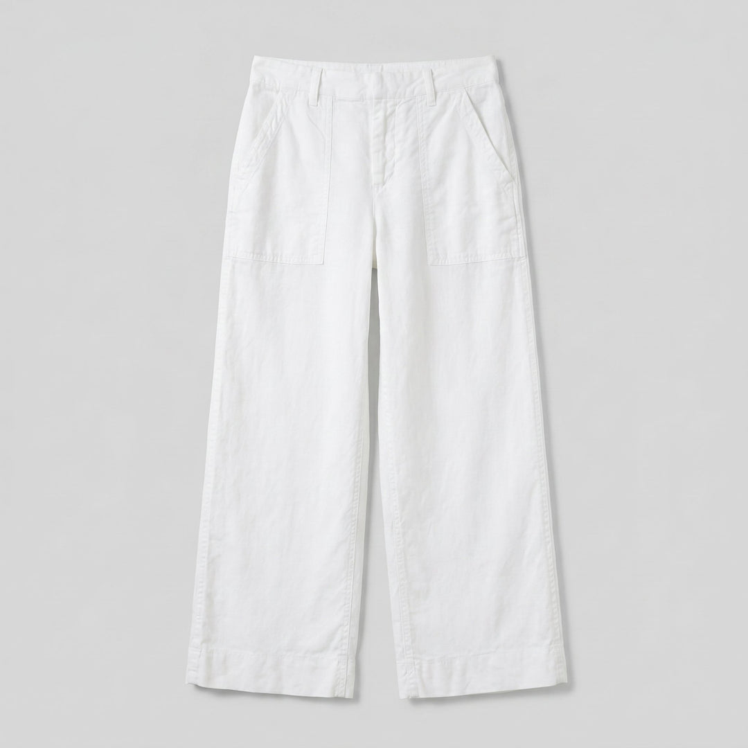 Wexford white linen pants flat lay