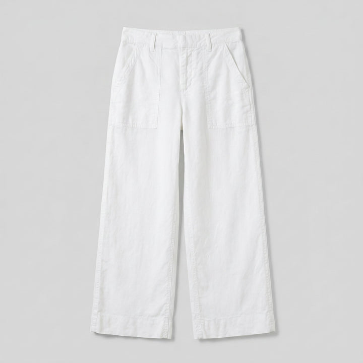 Wexford white linen pants flat lay