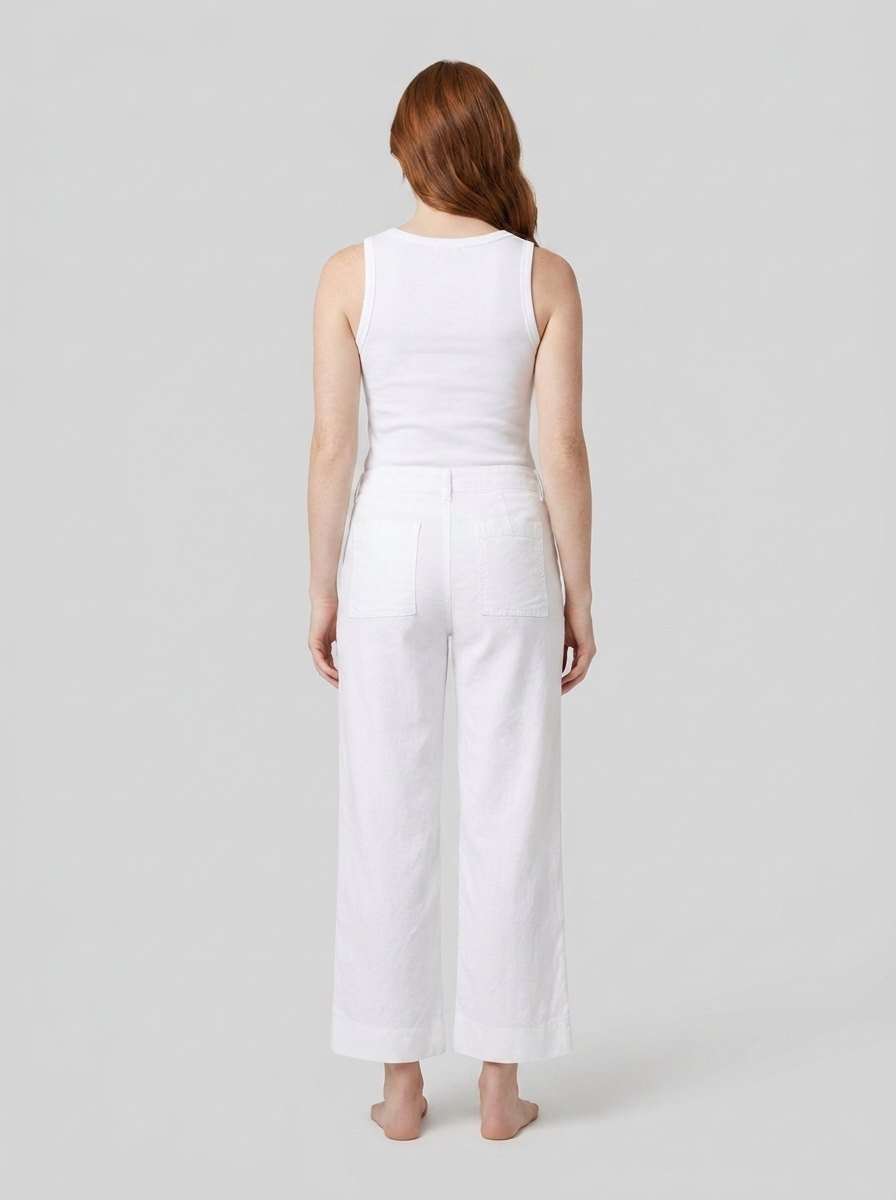 Wexford white linen pants back view