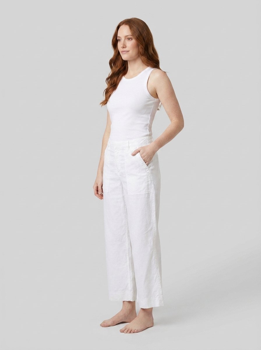 Wexford white linen pants side view