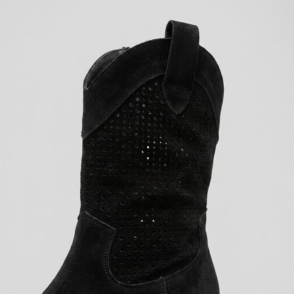 Willa cowboy boots perforated suede detail