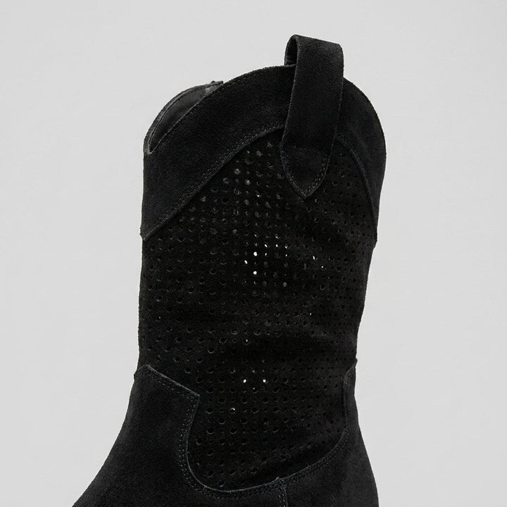 Willa cowboy boots perforated suede detail