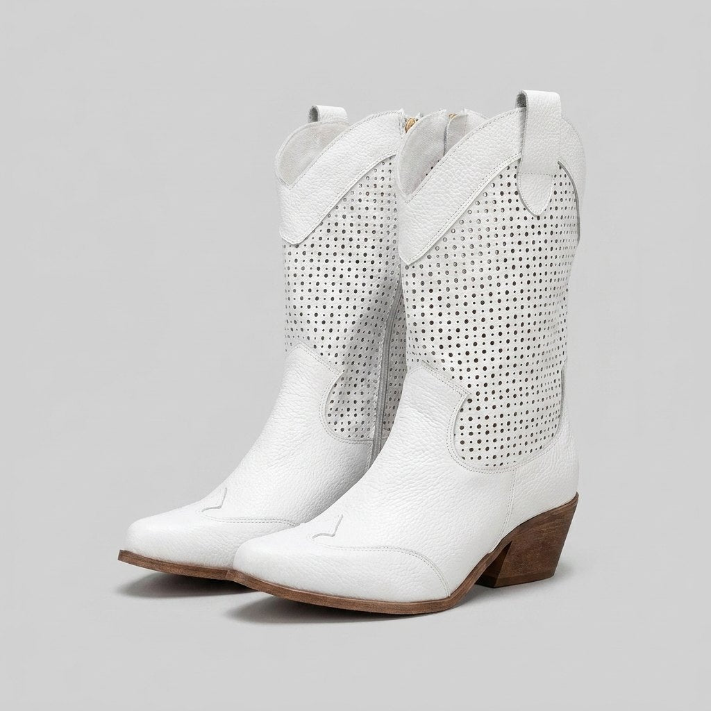 Willa cowboy boots white pair