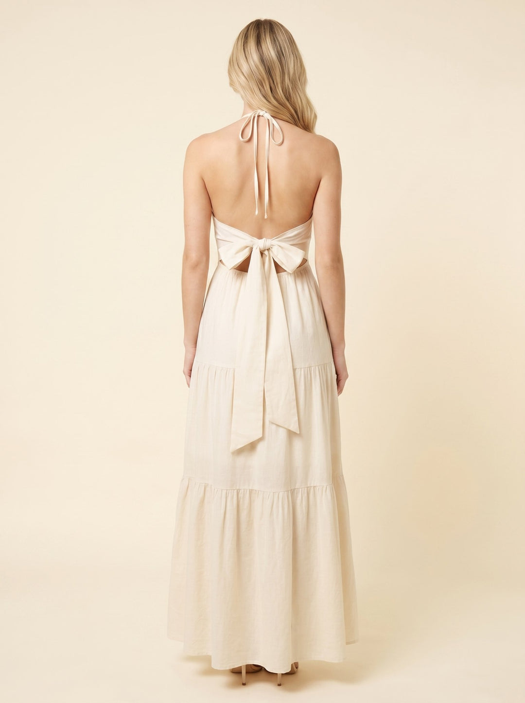 Willa maxi dress off white halter back
