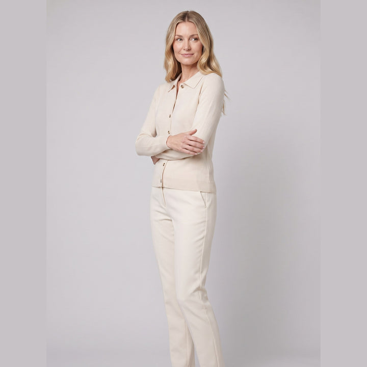 Windsor polo cardigan beige on model